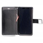 Wholesale iPhone Xs Max Multi Pockets Folio Flip Leather Wallet Case with Strap (Black)